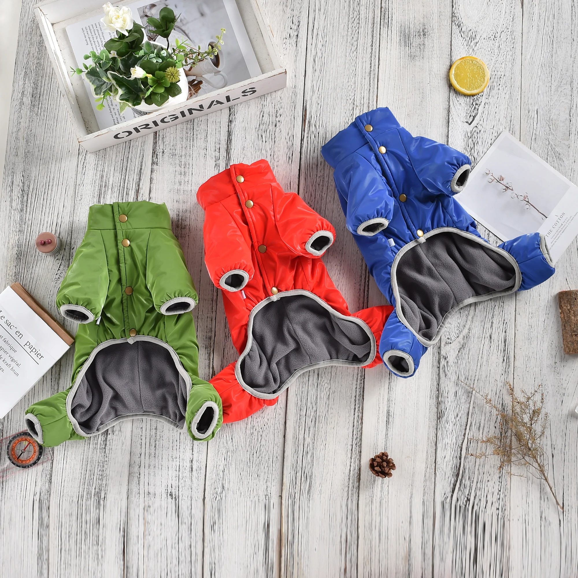 Dog Cat  Jumpsuit Hoodie Windbreak Apparel Zipper&Reflective Design Pet Puppy High Neck Trench Coat Outfit