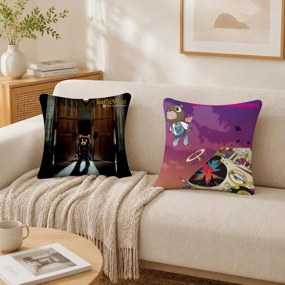 Rapper Singer K-Kanye West Cushion Cover Plush Decorative Pillow Case With Hidden Zipper Cutecore Room Decor For Home