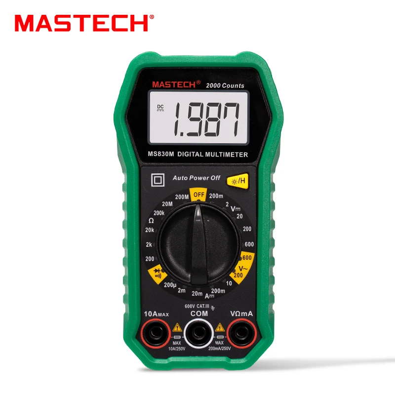 MASTECH 디지털 멀티미터 계량기, MS830M, MS830N, MS830T, 2000 카운트, 자동 AC/DC 전압 테스터, 옴 전류 전류계 감지기 도구