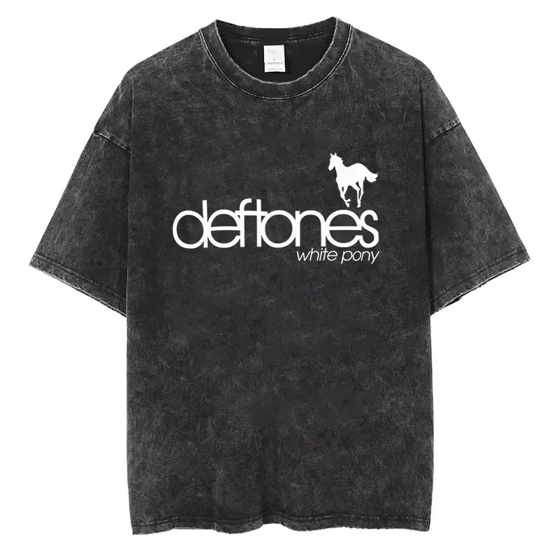 Nueva llegada, ropa para hombre, camiseta para hombre, camisetas gráficas, camiseta para hombre, camiseta para hombre Ohms White Pony Deftones Rock Band Vintage lavada