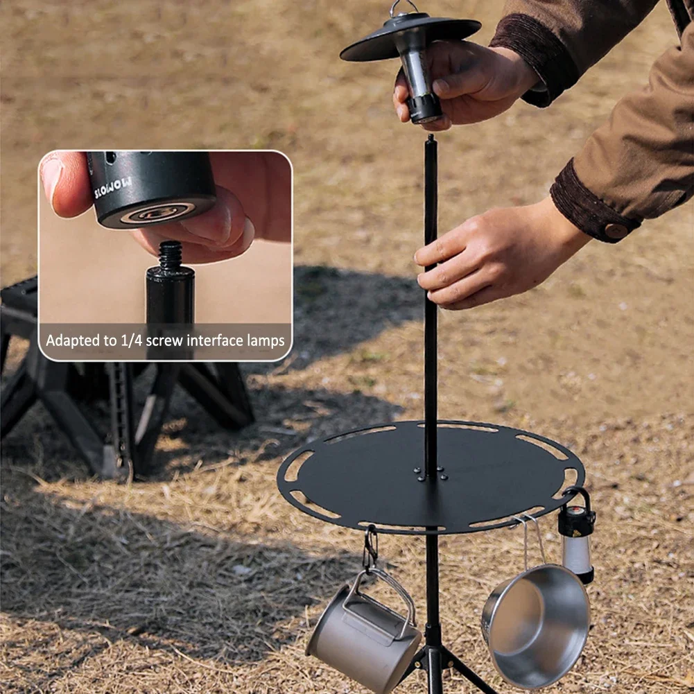 Outdoor Camping Table Aluminum Alloy Table Folding Round Picnic Table With Tripod Storage Bag Camping Side Table