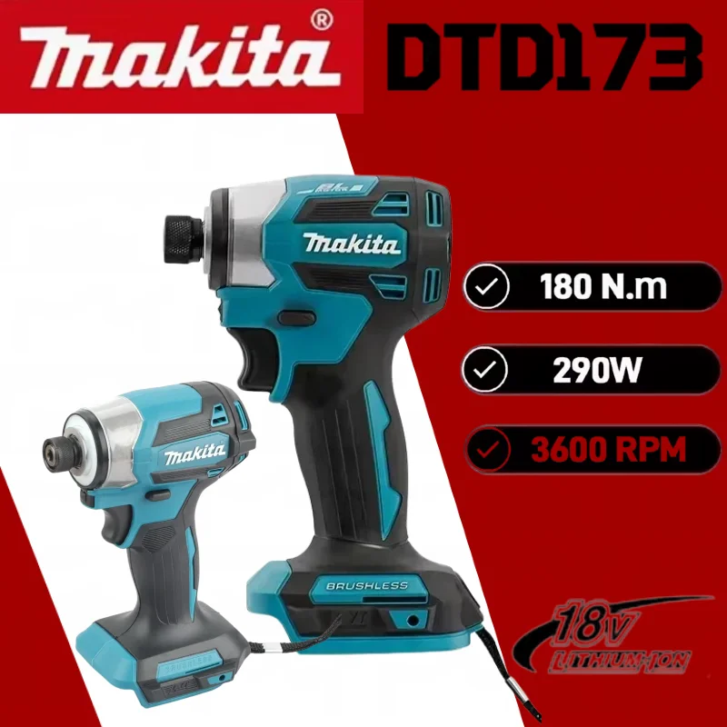 

Аккумуляторный шуруповерт Makita DTD173, бесщеточный ударный шуруповерт, дрель, беспроводной электроинструмент 18В/20В