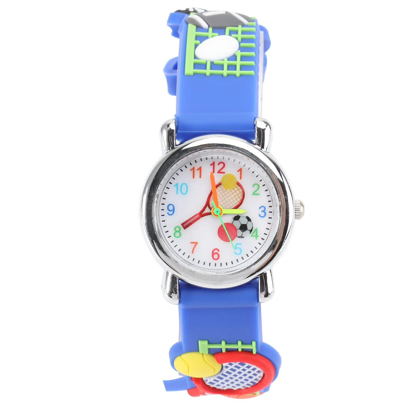 Multifunction Tennis Quartz Watch 3D Cartoon Design Adjustable Buckle Comfortable Strap Wrist Watch Outdoor