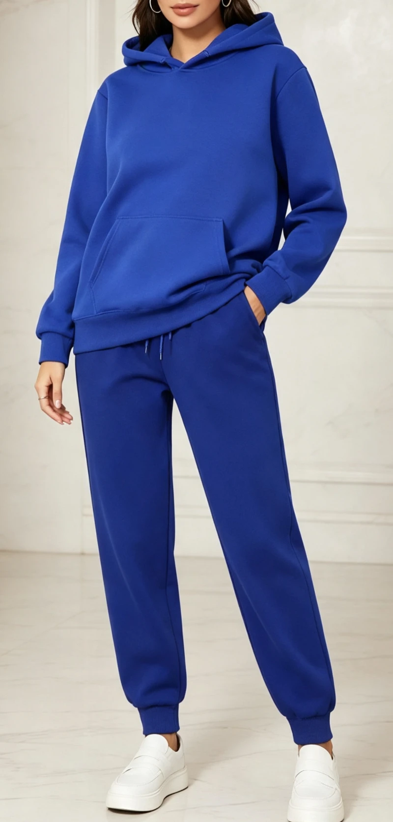 Autumn and Winter Women's Hoodie Sweater Pants Set Loose Casual Sports Two-piece Casual Street-style Wear view 5