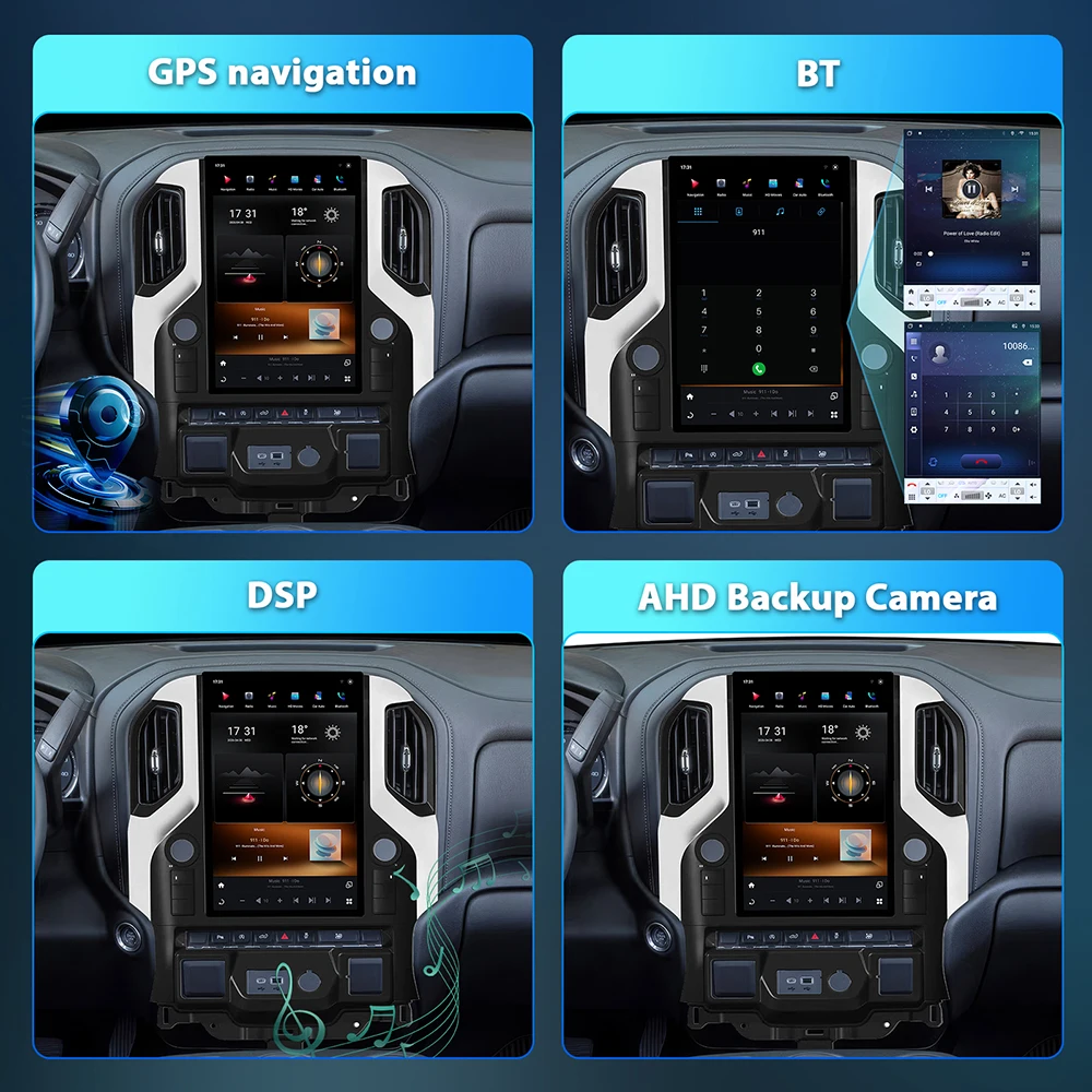 CarPlay Android Car Stereo 12.95 Inch for GMC Sierra Chevrolet Silverado 2019-2021 Tesla Style 4+64G Wireless DSP GPS