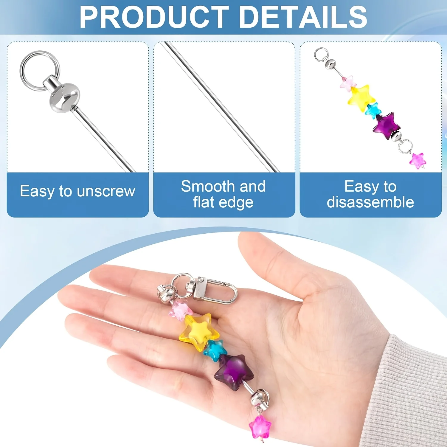14pcs DIY Beaded Keychain Kits Blank Jewelry Making Key Rings Detachable Beadable Keychains Accessories Crafters