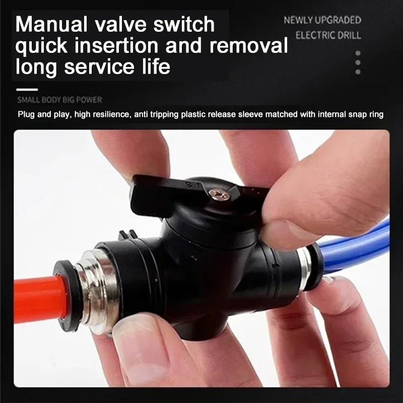 BUC 4mm 6mm 8mm 10mm 12mm Pneumatic Push In Quick Joint Connector Hand Valve To Turn Switch Manual Ball Current-limiting