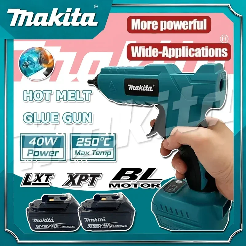 

Беспроводной электрический ручной пистолет для горячей клейки Makita, для ремонта и DIY, с функцией сварки горячим воздухом, с насадкой против ожогов