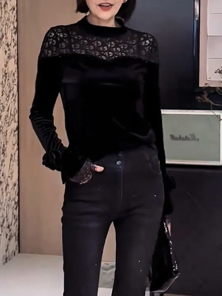 

Кружевной ажурный топ Ele, большие размеры, модный универсальный утягивающий французский топ, женская внутренняя одежда, круглая футболка из неолена для всего тела...