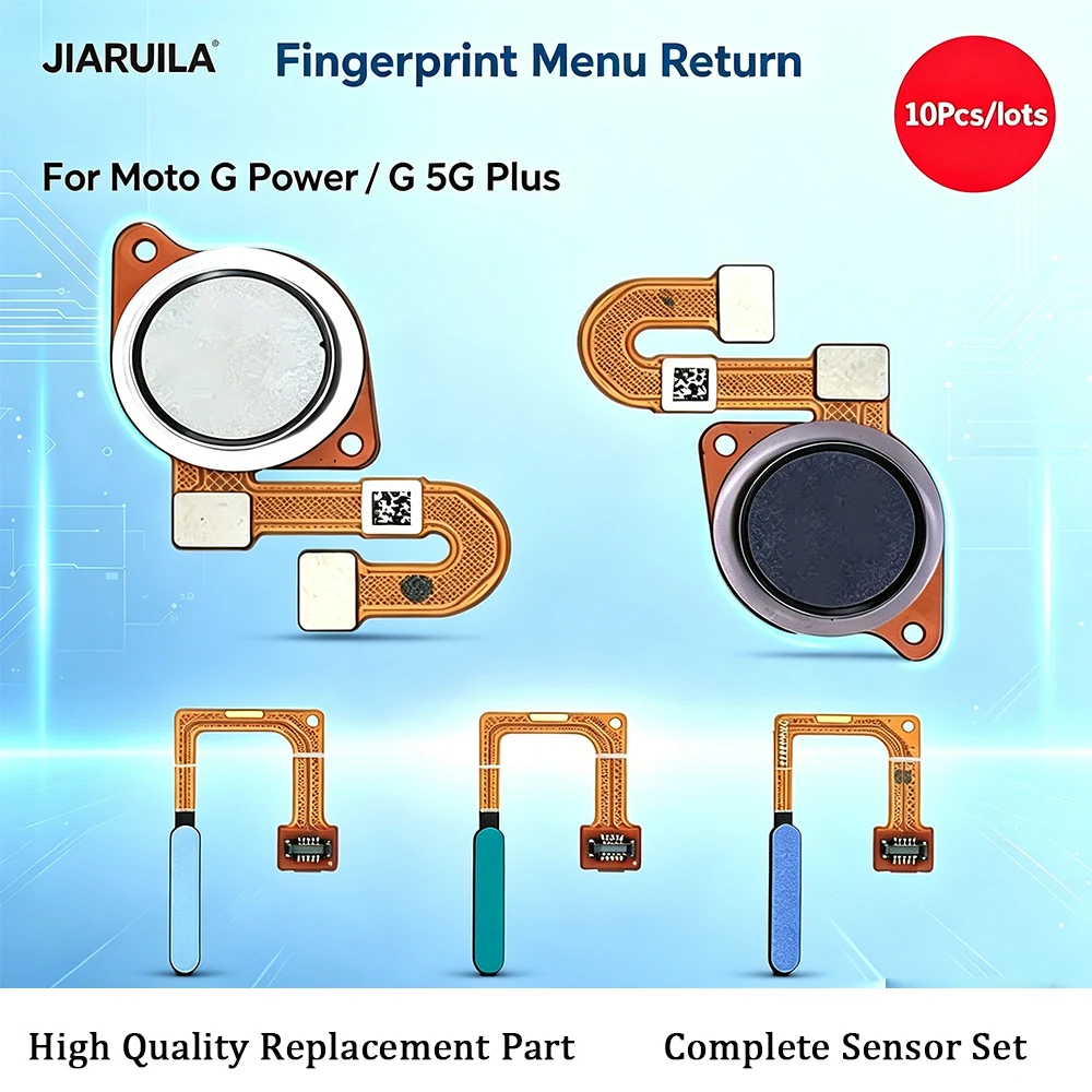 10Pcs，Fingerprint For Moto G 5G Plus / G Power 2021 ID Home Button Fingerprint Menu Return Key Sensor Flex Cable