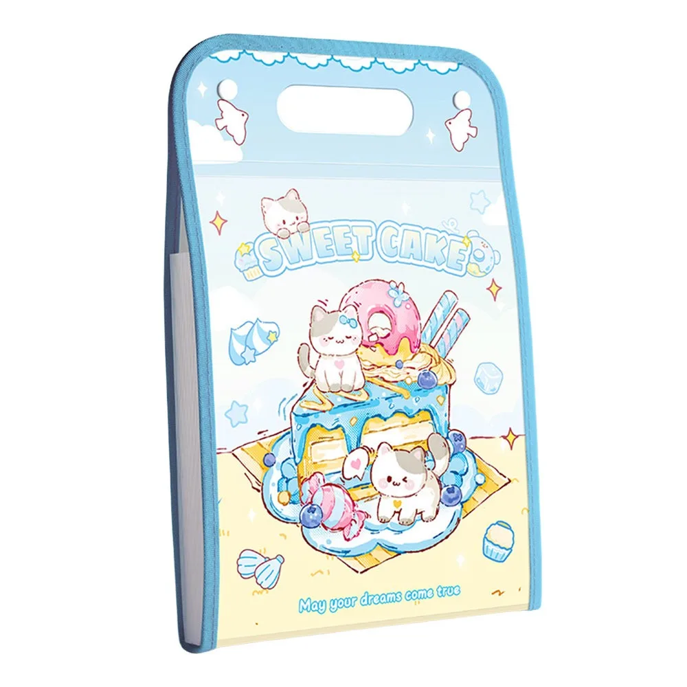 

Cartoon Animal A4 File Folder Large Capacity Waterproof Accordian Organizer 3-Layer Expanding Vertical Hand-held Bag