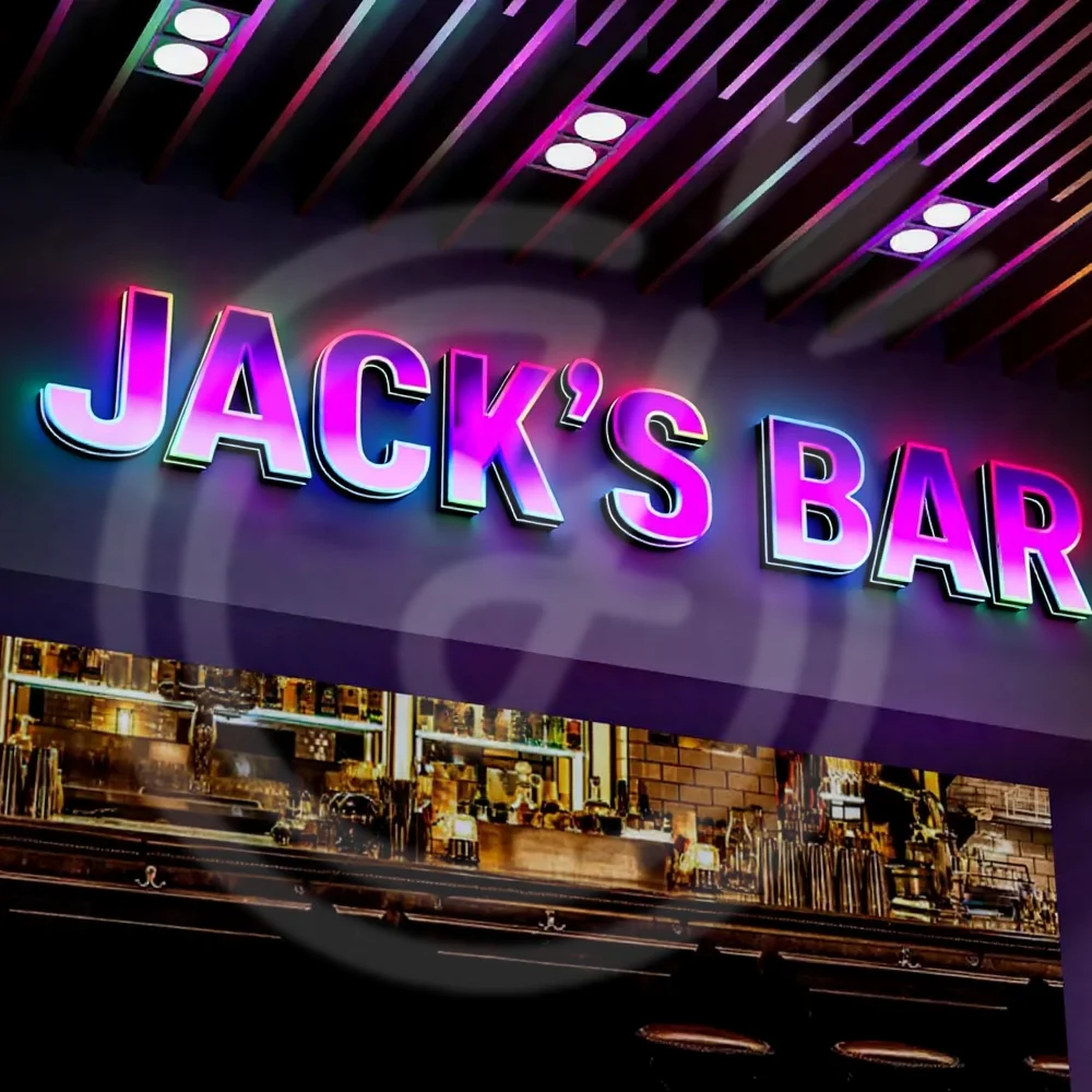 مخصص كامل اللون رسائل تسجيل RGB المعادن لافتة النيون Led أضواء الإعلان مضيئة ثلاثية الأبعاد الاكريليك لافتات شعار الأعمال الجدار