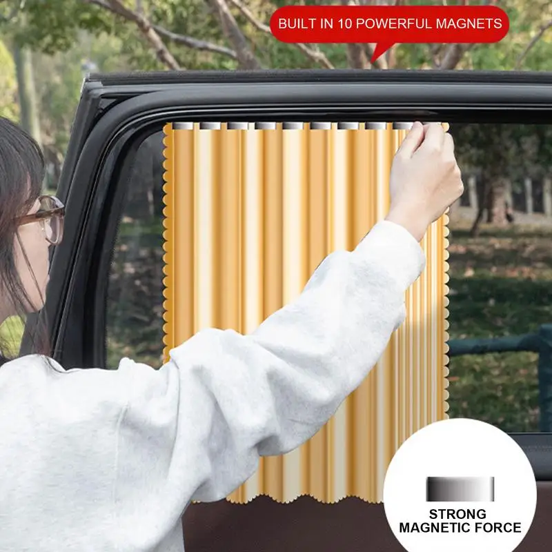 Car Magnetic Drape 4pcs Sun Shades Adjustable Drapes For Car Window Summer Automotive Window Drapes To Block Strong Sunlight And