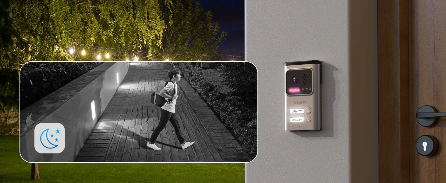 TMEZON 2-Wire WiFi Video Doorphone Doorbell Intercom 7 Inch 1080P Touchscreen Monitor APP/Swipe/Card 4in1 Unlock Tuya App MZ-M730+MZ-E20