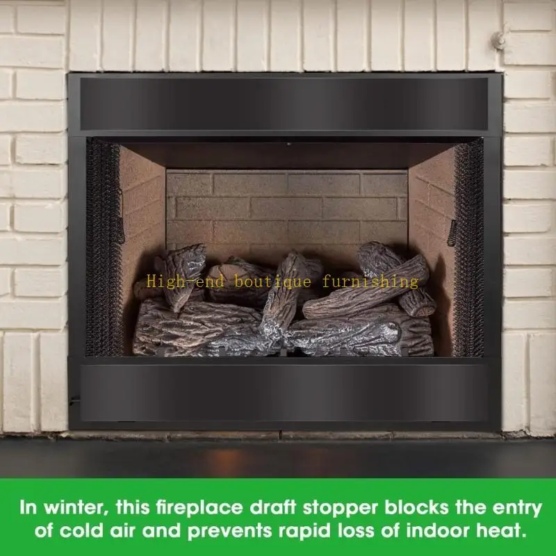 L9NB Fireplace Draft Stopper Set of 2 Energy Saving Fireplace Stove Dustproof Windproof Accessory