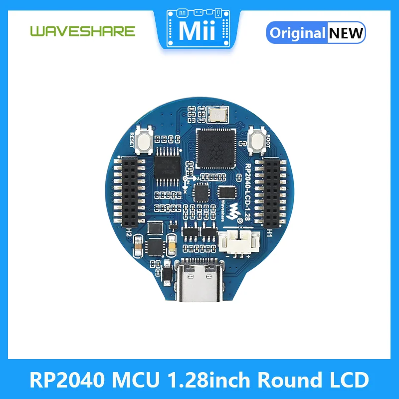 Imagem -05 - Placa Waveshare-mcu com Lcd Redondo Acelerômetro e Sensor de Giroscópio Adaptável 264kb de Sram 10 m 100 m Rp2040 128