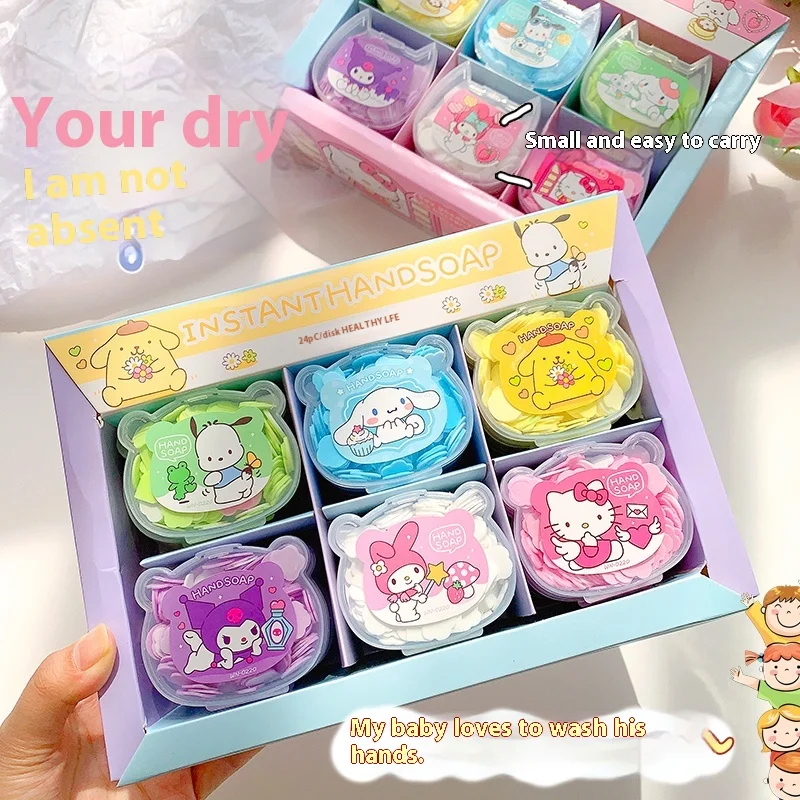 

24pcs Sanrio Kuromi Melody Cartoon Anime Boxed Hand Sanitizer Creative Student Portable Disposable Hand Sanitizer Gift Wholesale