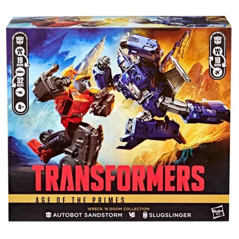 TRANSFORMERS Age of The Primes Wreckn Doom Collection 7.5IN Autobot Sandstorm 5.5IN Slugslinger Action Figures หุ่นยนต์ของเล่น 2-Pack