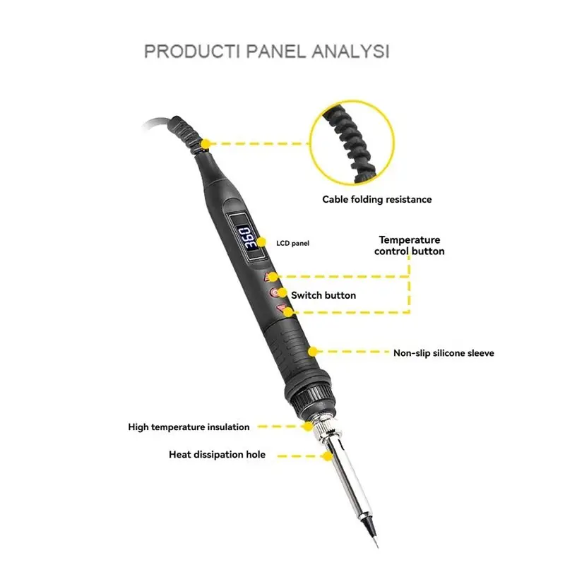 Feb.80W Soldering Iron Kit Adjustable Temperature LCD Screen Soldering Welding Tool Soldering Iron Tip Tweezers EU Plug