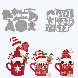 2pc Christmas Gnome Christmas Cup Metal Die Cuts Christmas Carbon Steel Die Cutting Stencil Template for DIY Crafting Card