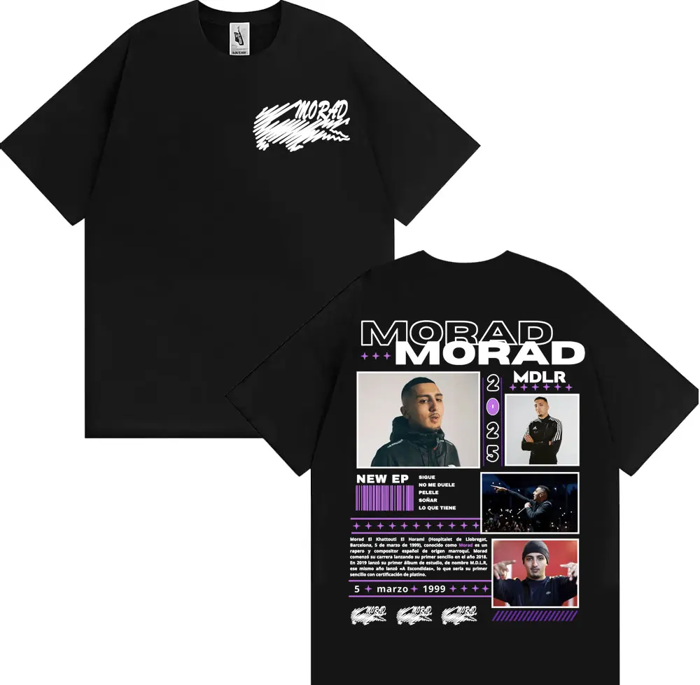 

Рэпер Morad MDLR Album 2025 Tour Графические футболки для мужчин и женщин Модная винтажная футболка в стиле хип-хоп Повседневные удобные футболки из 100% хлопка