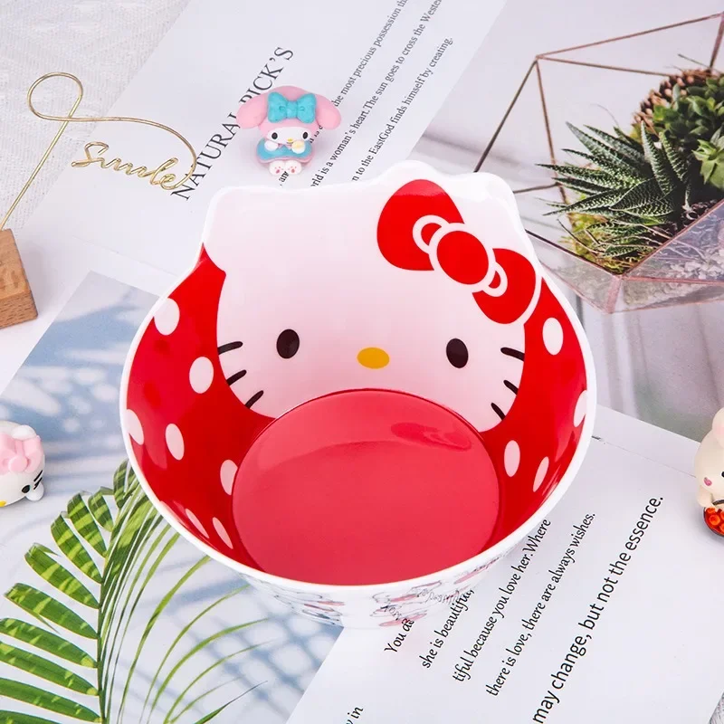 Doce minha melodia Anime Food Bowl, Bonito Hello Kitty Tigela de sopa criativa, Talheres Brinquedos, Kawaii Sanrio Ins Baby Presentes