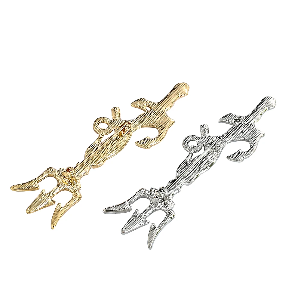 Popular Trident Brooches for Men Fashion Banquet Elegant Temperament Badge Party Versatile Suit Pin Evening Dress Accessories