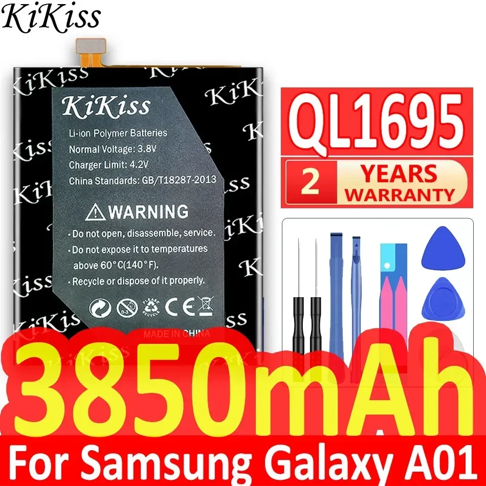 KiKiss Replacement Phone Battery QL1695 QL 1695 for Samsung Galaxy A01 3850mAh Batteries