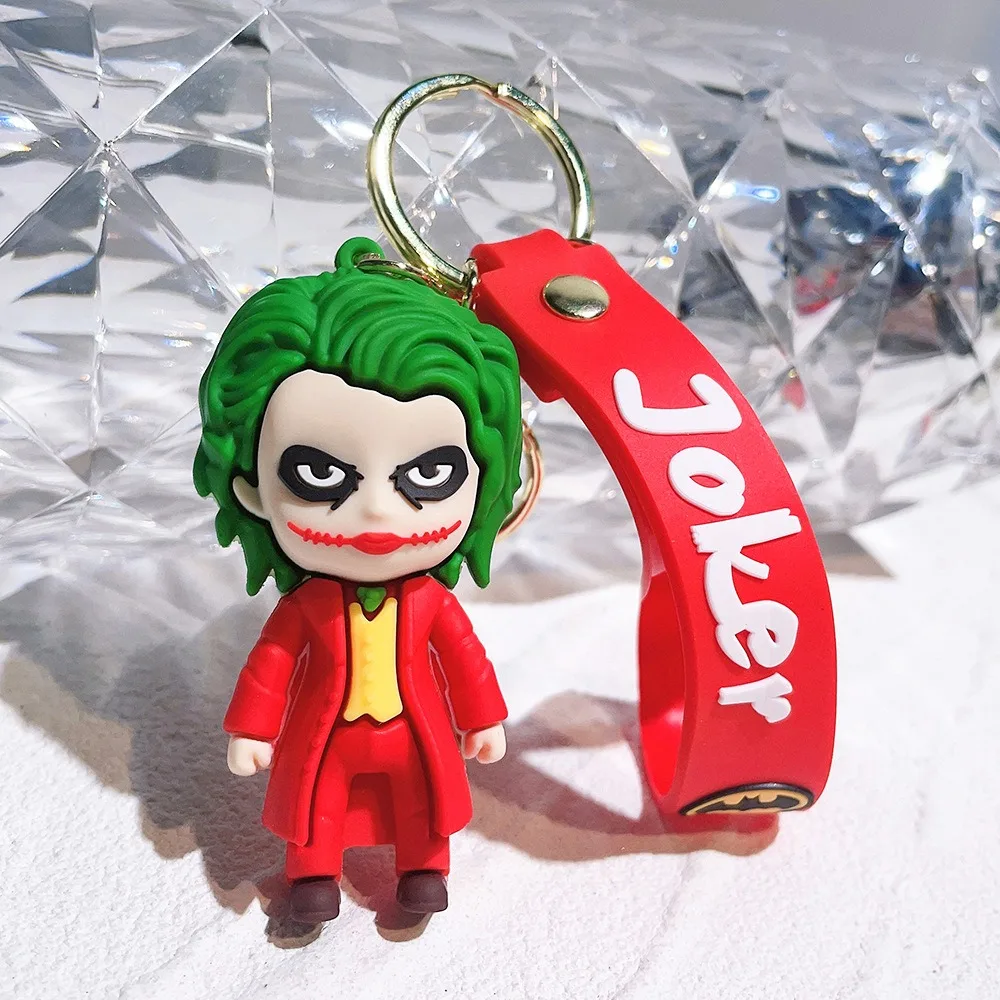3D Joker PVC Keychain Horror Clown Pendant Car Key Holder Bag Decoration Gift