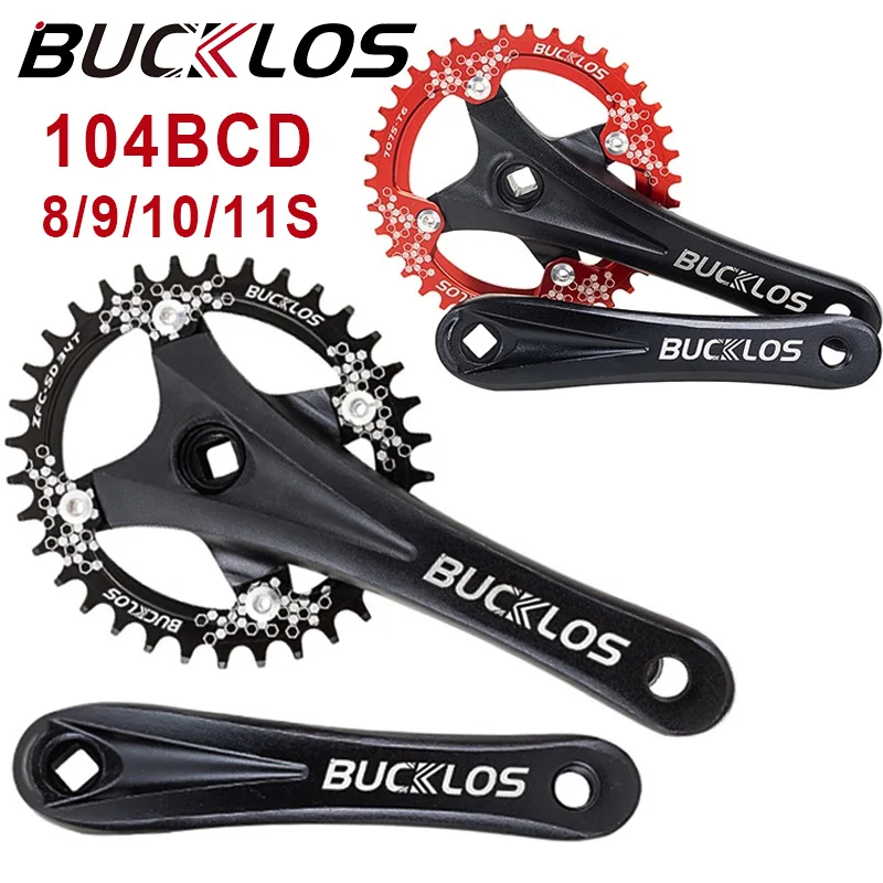 BUCKLOS MTB 8/9/10/11S Crankset Square Hole 170mm Bicycle Crank Set 104BCD Mountain Bike Chainwheel 32/34/36/38/40/42T Chainring