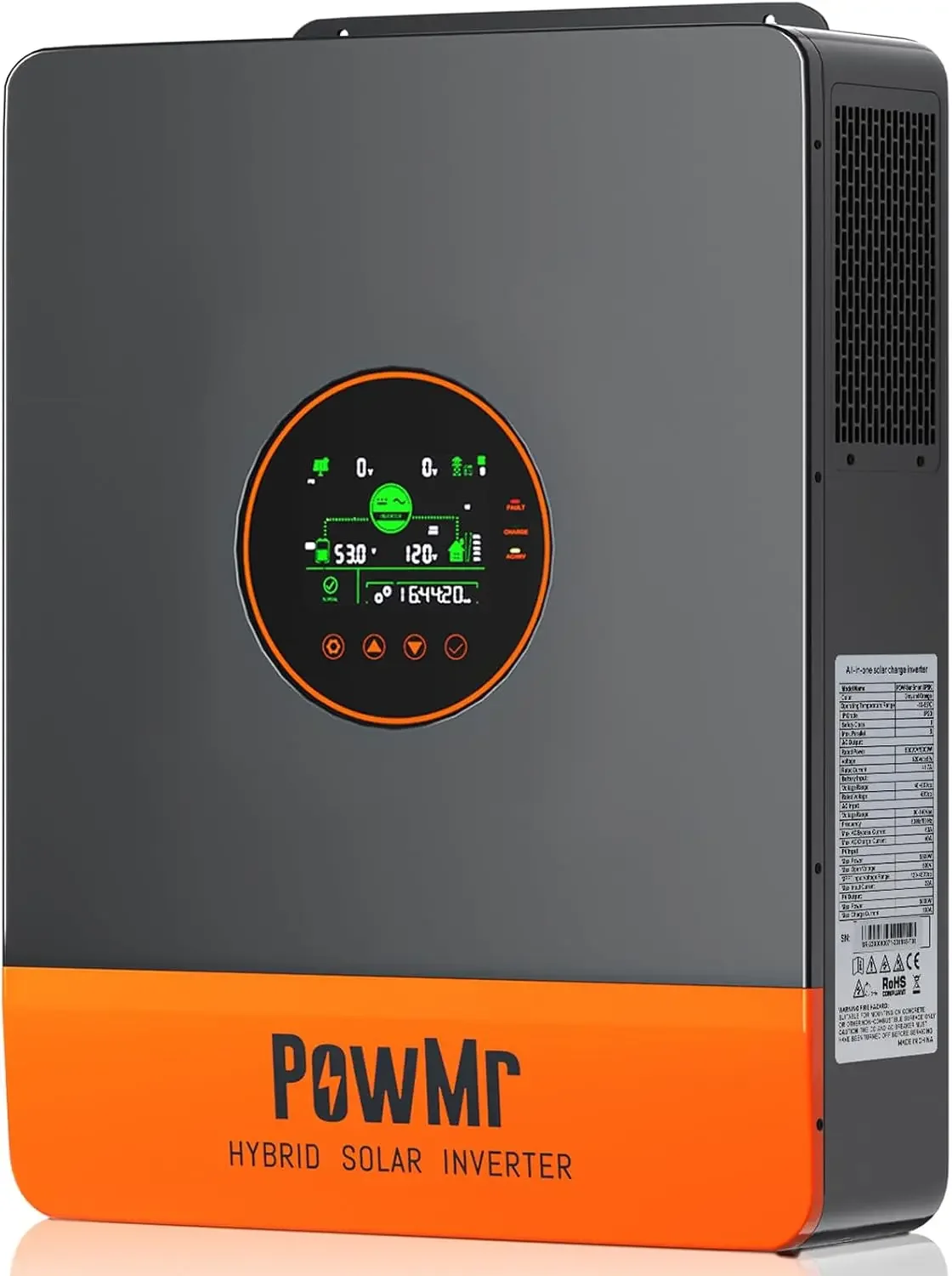 PowMr Solar Inverter 5000W 48Vdc To 110Vac, 5200W Split-Phase Solar Inverter Built-in 100A MPPT Controller | Max.PV Input 6KW 500VOC | Support 6 Units Parallel and Batteryless Run