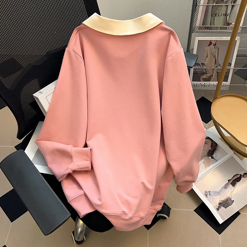 100/150/175kg Big Size Women Clothing Autumn Women Wear Extra Large Loose Lapel Sweatshirts Women Bust/150/160cm Hoodies 6XL 7XL