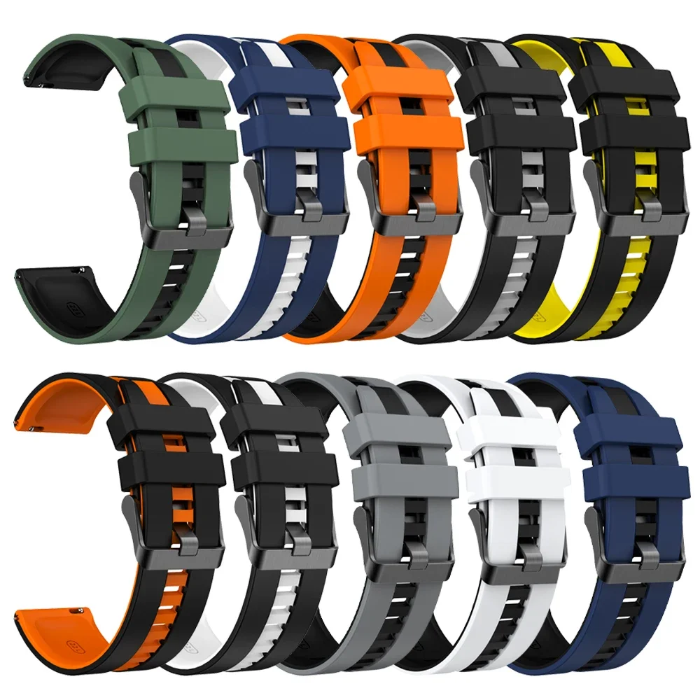 22mm Two-Tone Sports Strap For Xiaomi Watch color 2 Band Mi Watch 2 Pro S3 S2 S1 Active/Pro Bracelet Correas Silicone Wristbands