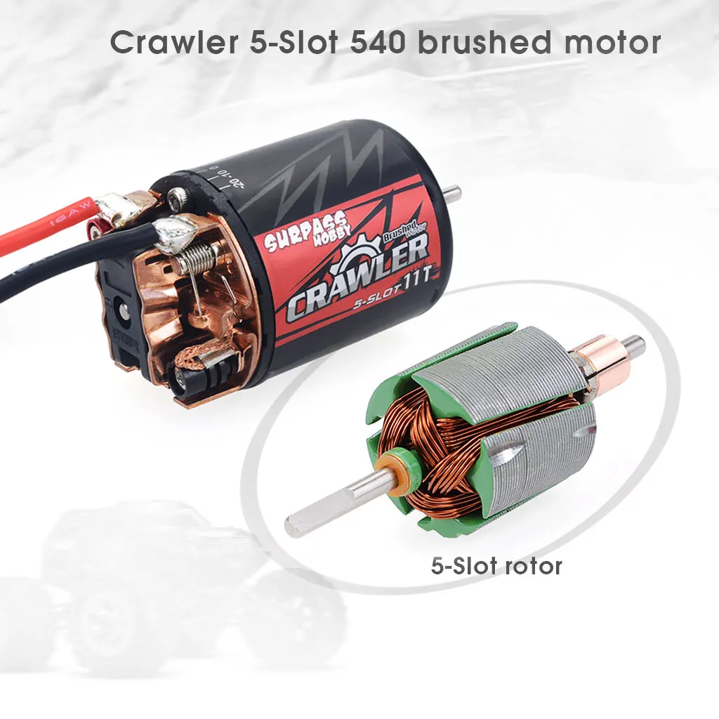 Surpass Hobby 5-Slot 550 540 10T 11T 12T 13T 16T 20T Motor 60A 80A  ESC  For 1/10 1/12  RC  Crawler Car Traxxas SCX10 Climbing