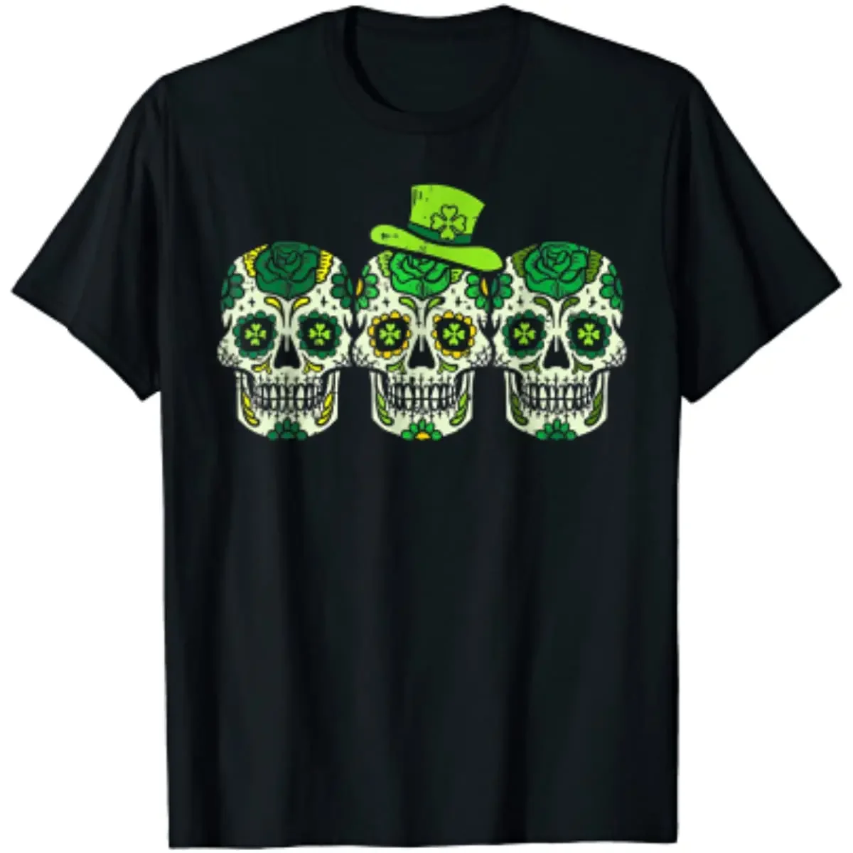 Sugar Skulls Leprechaun Hat St Patricks Day T-Shirt Streetwear Mens T Shirts 1981 Shirt Casual Cotton Daily Four Seasons