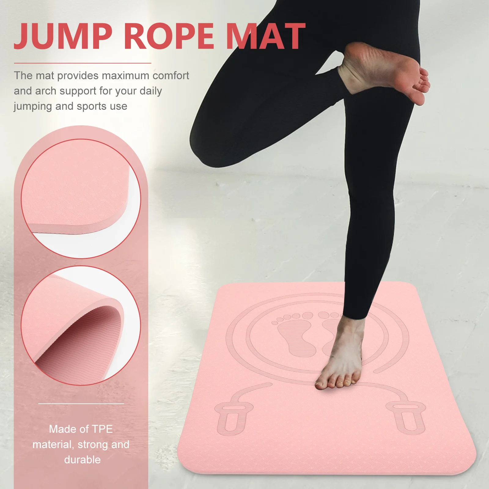 

1pc Anti-Slip Jump Rope Premium Tpe Portable Workout For Yoga Pilates Skipping Multi-Function Fitness Mat Sports Yoga Mat