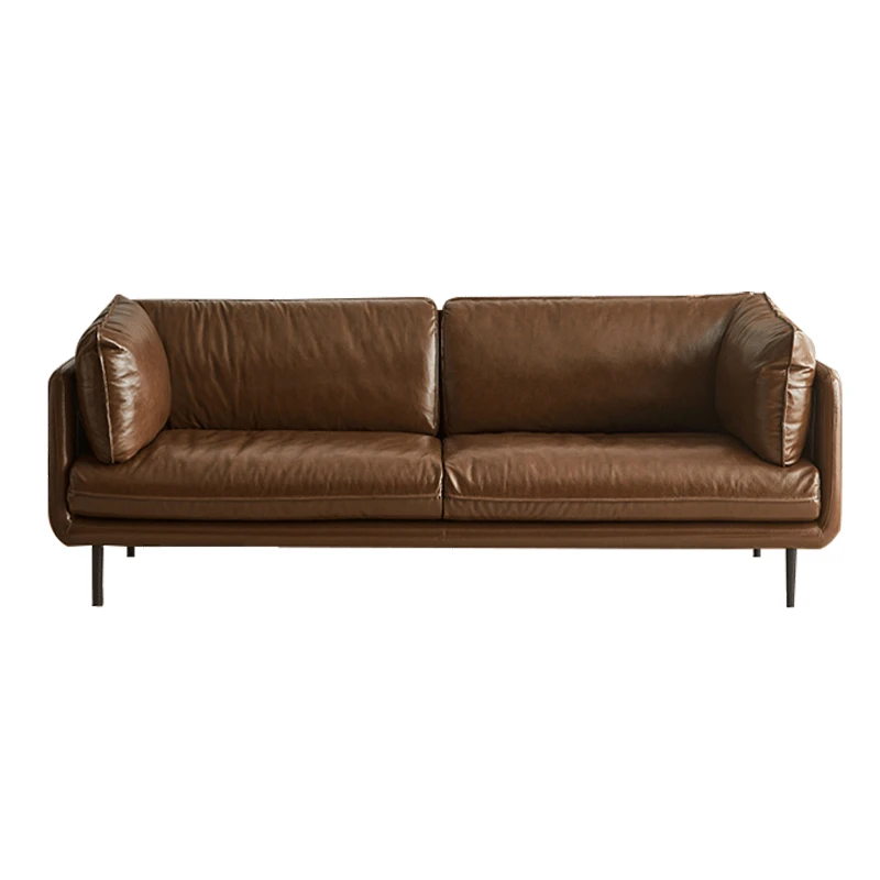 

Medieval oil wax leather sofa living room expression French embrace double triple retro sofa small apartment