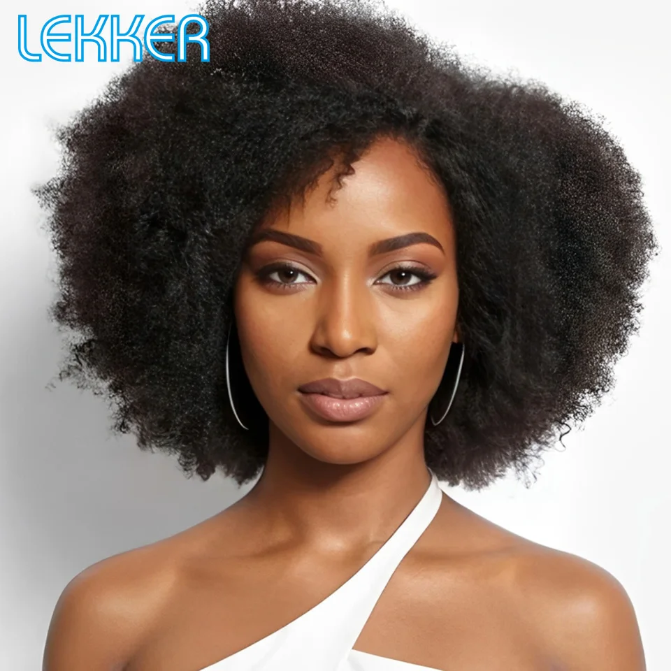 

Lekker Black Short Afro Kinky Curly Bob 100% Human Hair Wigs For Women Brazilian Remy Hair Full Machine Made African Daily Wigs
