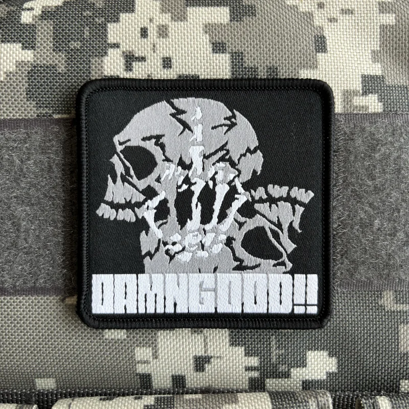 Damngood Skeleton Finger Tactical Patch Hook and Loop Woven Patches for Clothing Morale Badge Military Armband Backpack Sticker