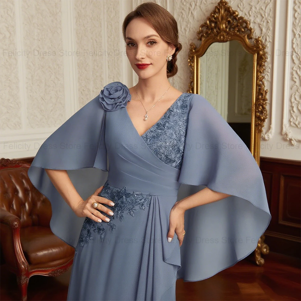 فستان أم العروس الرائع المخصص من FELICITY على شكل حرف a ثلاثي الأبعاد مزين بالزهور ترتر لحفلات الزفاف وحفلات الضيوف ثوب مسائي