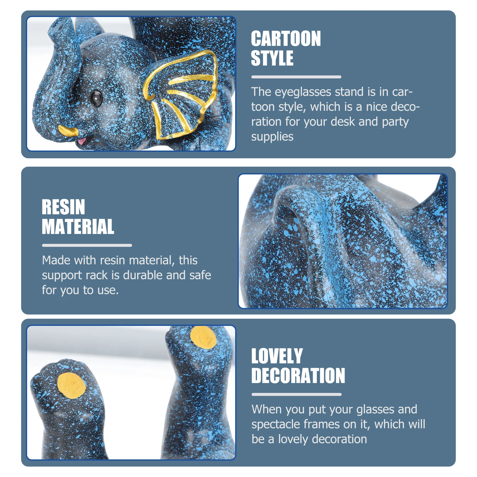 

Elephant Eyeglasses Holder Resin Animal Design Desktop Display Stand Glasses Rack For Home Decor Office Party Gift Accessories