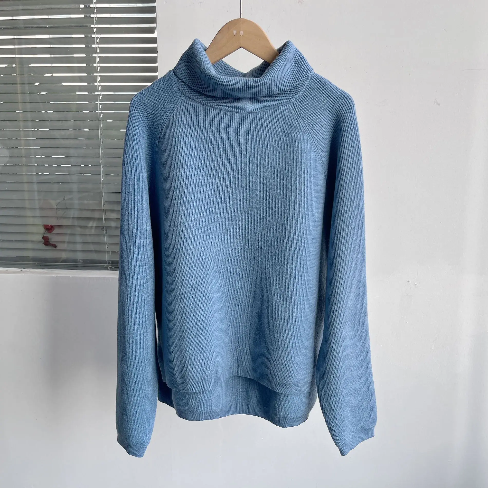 

Весеннее издание, синий вязаный свитер с высоким воротником и длинным светом, женский модный мягкий качественный топ на голову Z34 D253