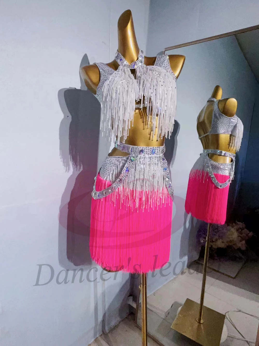 Vestido de dança latina para adultos e crianças, pedra ab, alta qualidade, emenda personalizada, borla, cha tango, roupas profissionais femininas
