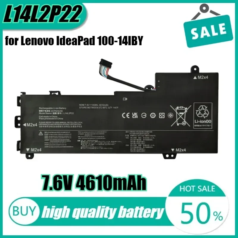 

7.6V 35Wh 4610mAh L14L2P22 Laptop Battery for Lenovo IdeaPad 100-14IBY U31-70 L14M2P23 L14M2P24 +Tool