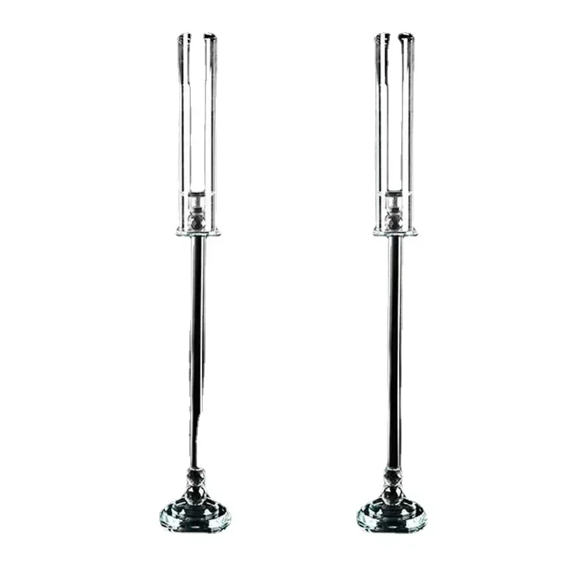 

Wholesale Price 10 Heads Glass Candlestick Holder Crystal Glass Pillar Cube Clear Candelabra For Home Wedding Table Centerpieces