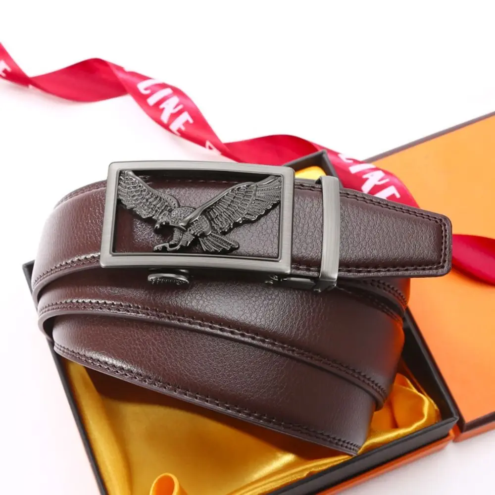 حزام عمل كاجوال على شكل نسر من جلد البولي يوريثان، حزام بإبزيم تلقائي عتيق، تصميم فاخر، حزام خصر للرجال