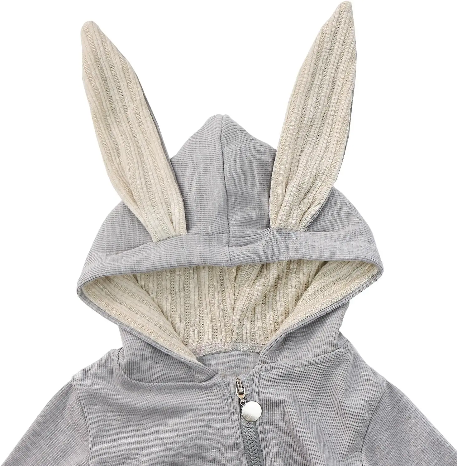 Lamgool Infant Baby Boys Girls Bunny Romper Hooded Cute Rabbit Ear Zipper Jumpsuit for Easter Halloween 0 - 24 Months