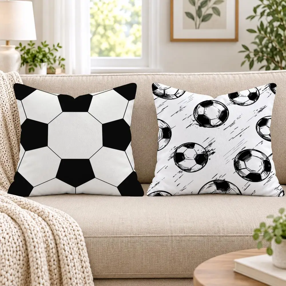 Football Player Sports Sketch Cushion Cover Soft Short Plush Pillow Cases Hidden Zipper Cutecore Sofa Bedroom Home Decor Gift