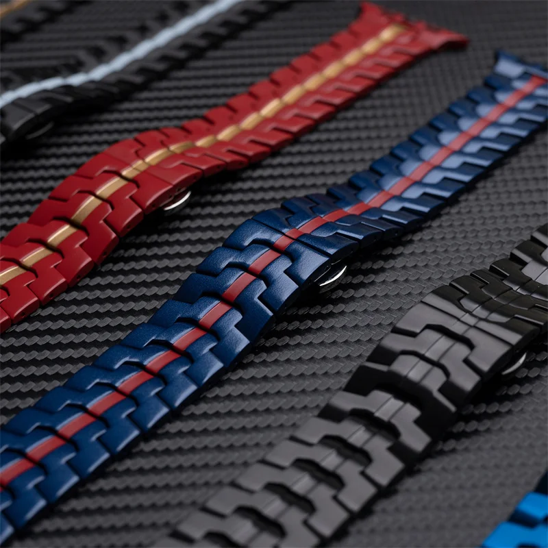 Świąteczny pasek do Apple Watch Band 44mm ultra 2 49mm 45mm 42mm 41mm 45mm luksusowa bransoletka ze stali nierdzewnej iWatch 9 8 7 6 5 4 se