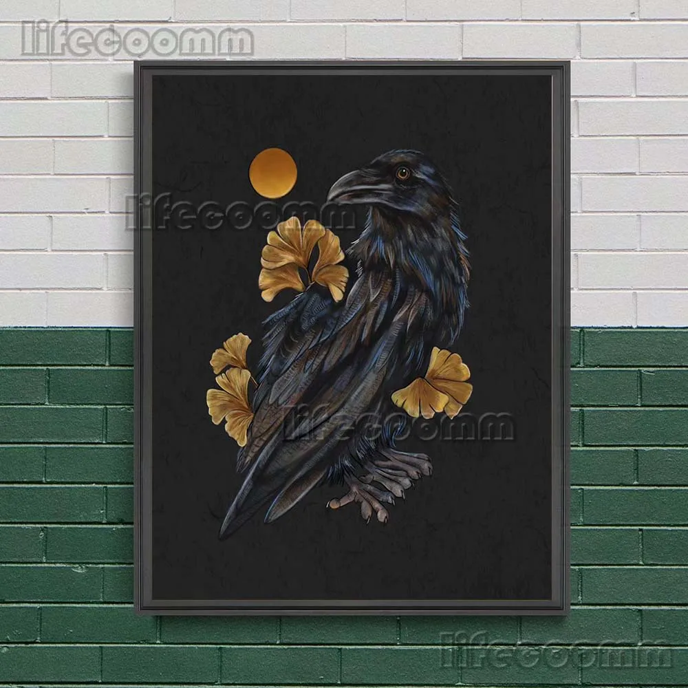 العلجوم والأرنب والغراب والقرد والأوراق مجردة جدار الفن قماش طباعة تسعة الذيل الثعلب Mysteriou الحيوان ملصق فني طباعة ديكور المنزل #3